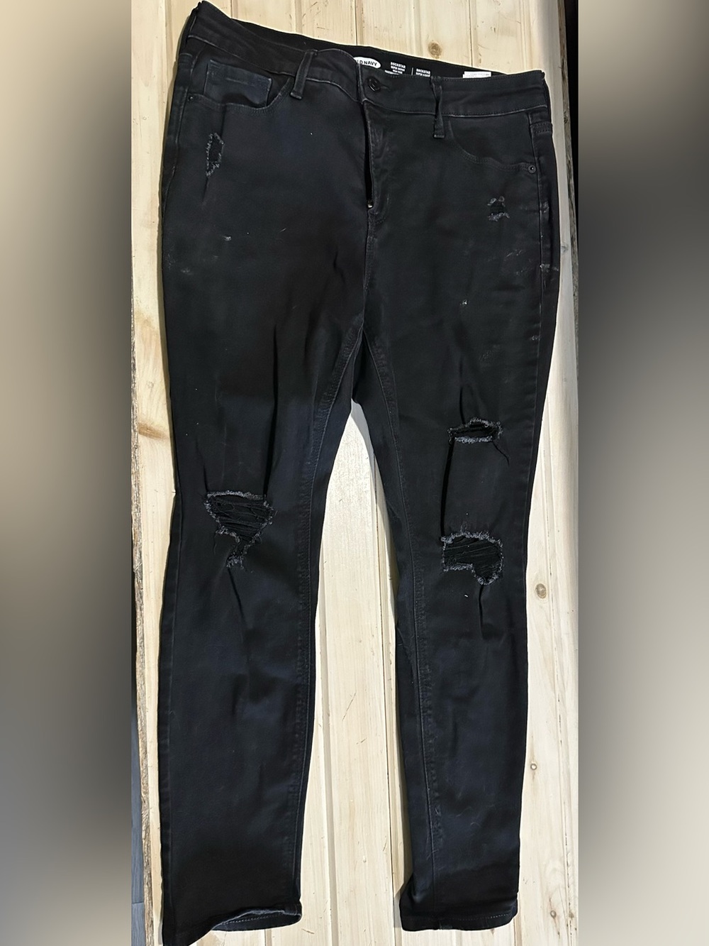 Old Navy Women's Black Skinny Ripped Jeans